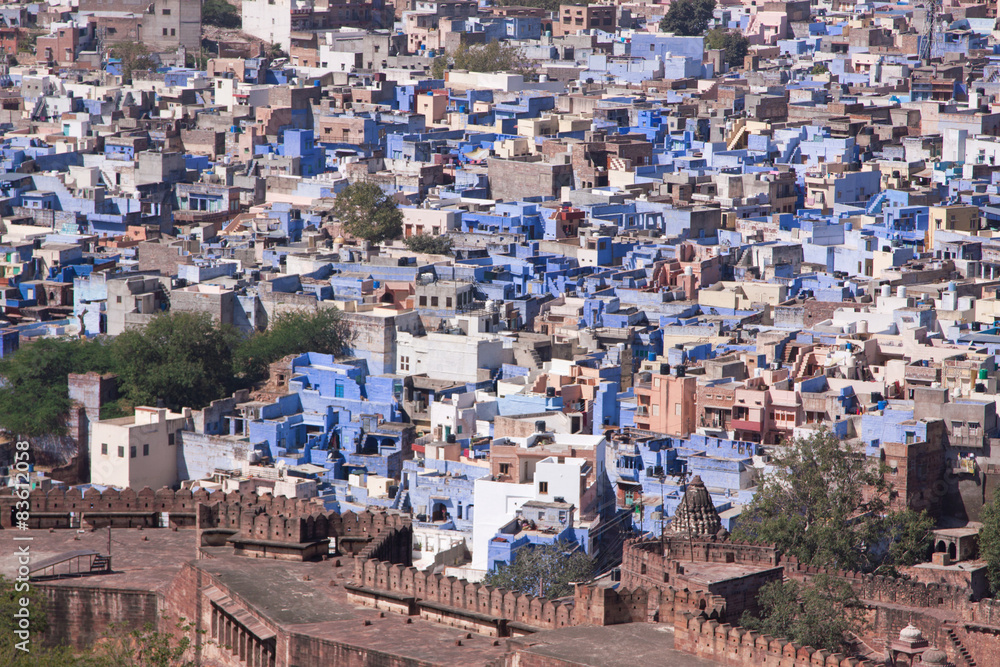 View of the Blue City of Jodhpur in Rajasthan