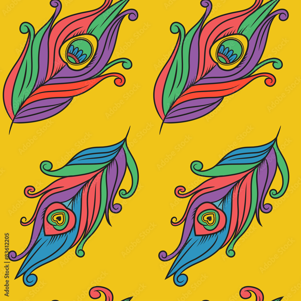 Peacock feathers vector pattern. Peacock feathers vector pattern.