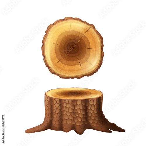 Tree stump two views icons set