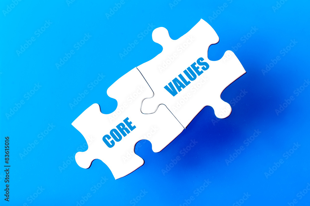 Connected puzzle pieces with text CORE VALUES Connected puzzle pieces with text CORE VALUES
