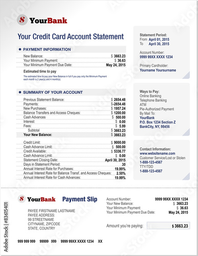 Credit Card Bank Account Statement Template