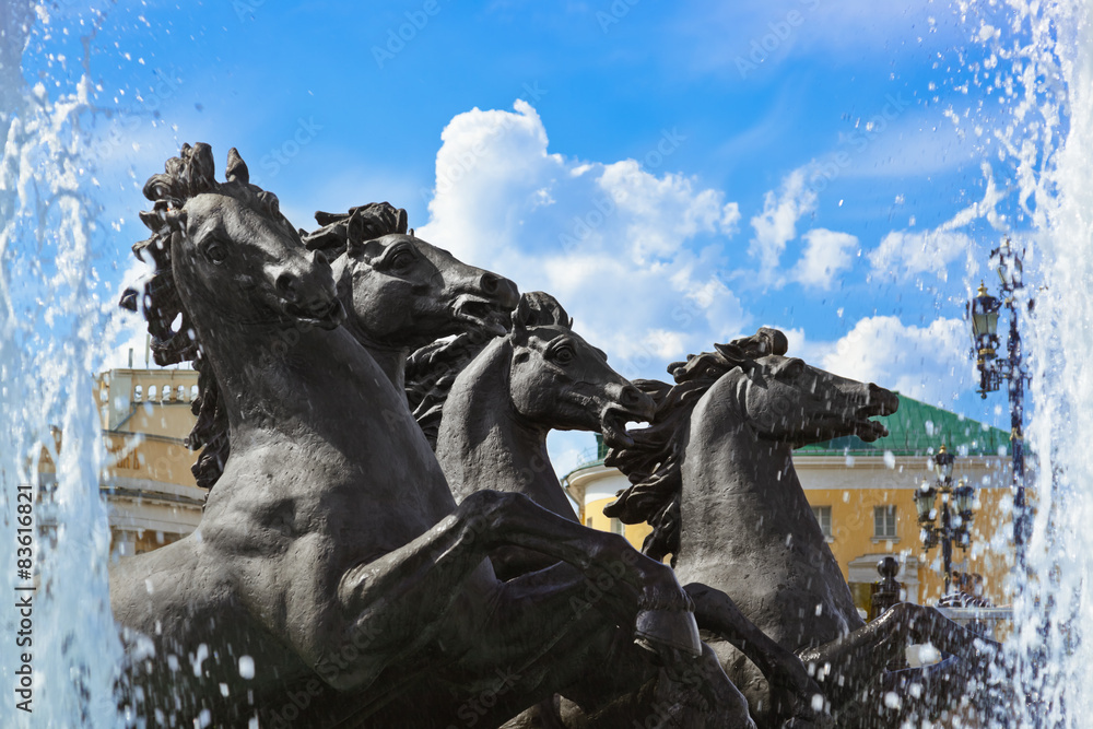 Fountain with horses 