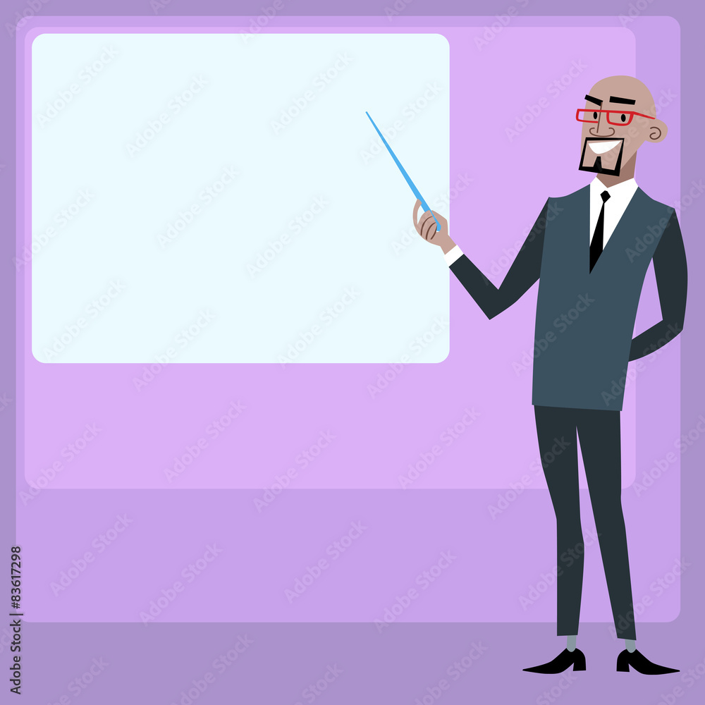 African businessman holding presentation screen African businessman holding presentation screen