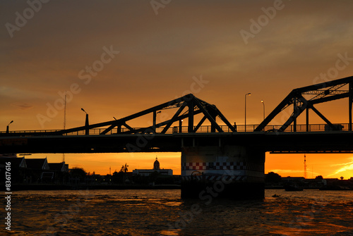 Silhouette of steel bridge