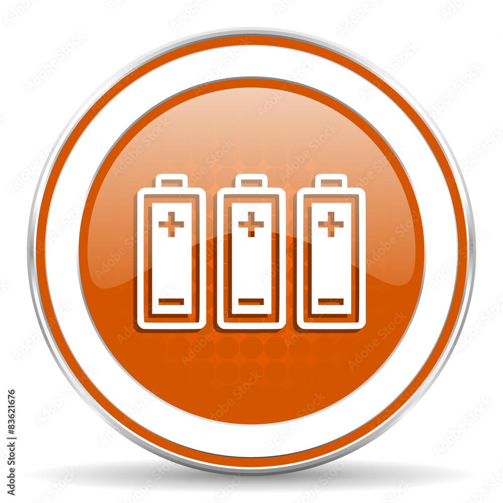 battery orange icon power sign battery orange icon power sign