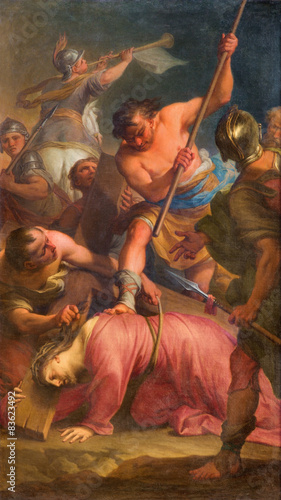 Rome - Paint of The Fall of Jesus under cross