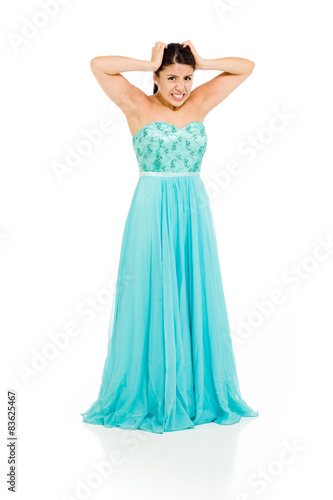 Stressed model pulling hairs