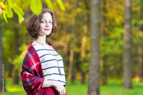 Portrait of Sensual Smiling Caucasian Brunette Female in The For