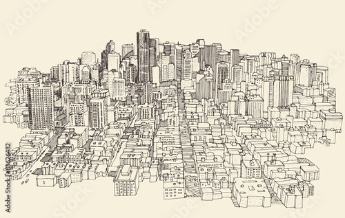 Big city architecture, vector illustration