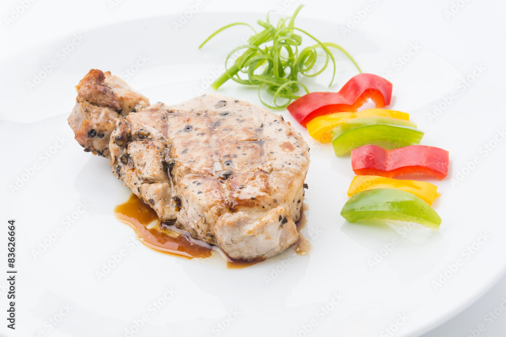 Pork steak with spicy pepper