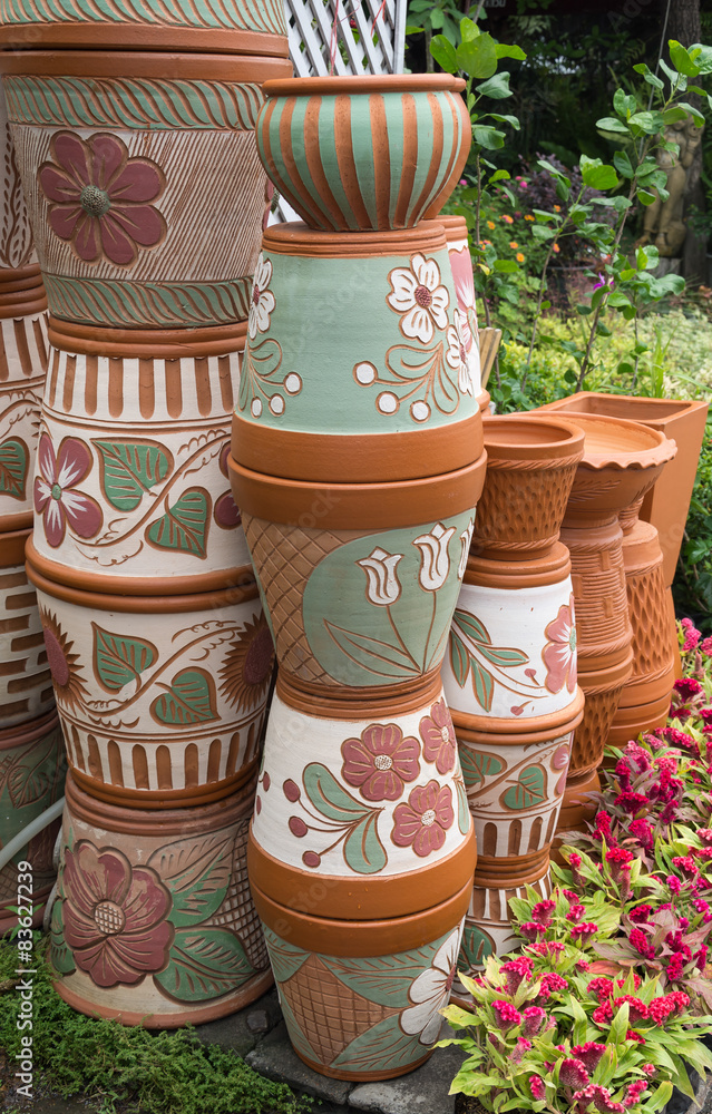 The flowerpot made from baked clay The flowerpot made from baked clay