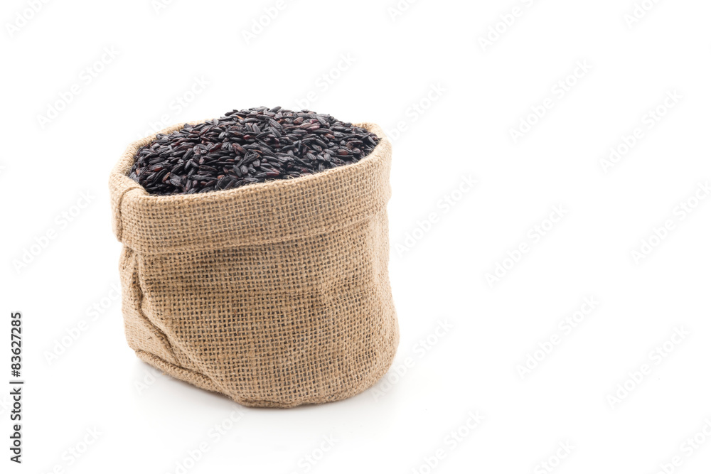 black sticky gaba rice isolated on white background black sticky gaba rice isolated on white background