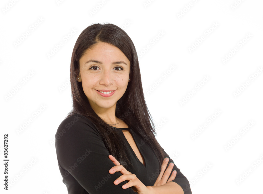 Model successful with arms crossed confident Model successful with arms crossed confident