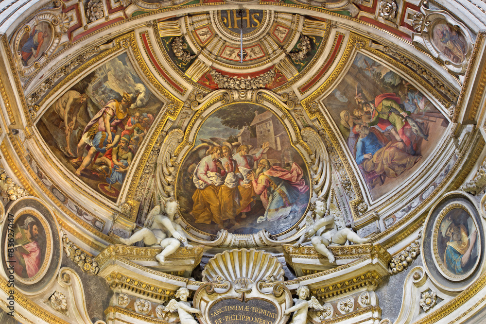 Rome - fresco of Visitation of God by Abraham in central part