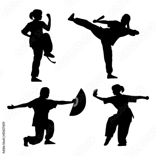 young girl in a pose of Wushu