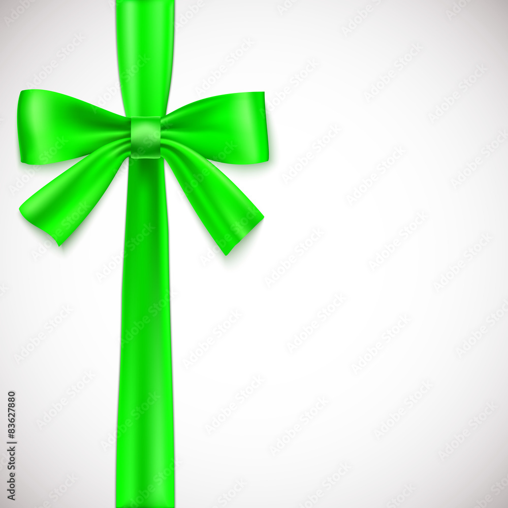 Green ribbon with bow. Green ribbon with bow.
