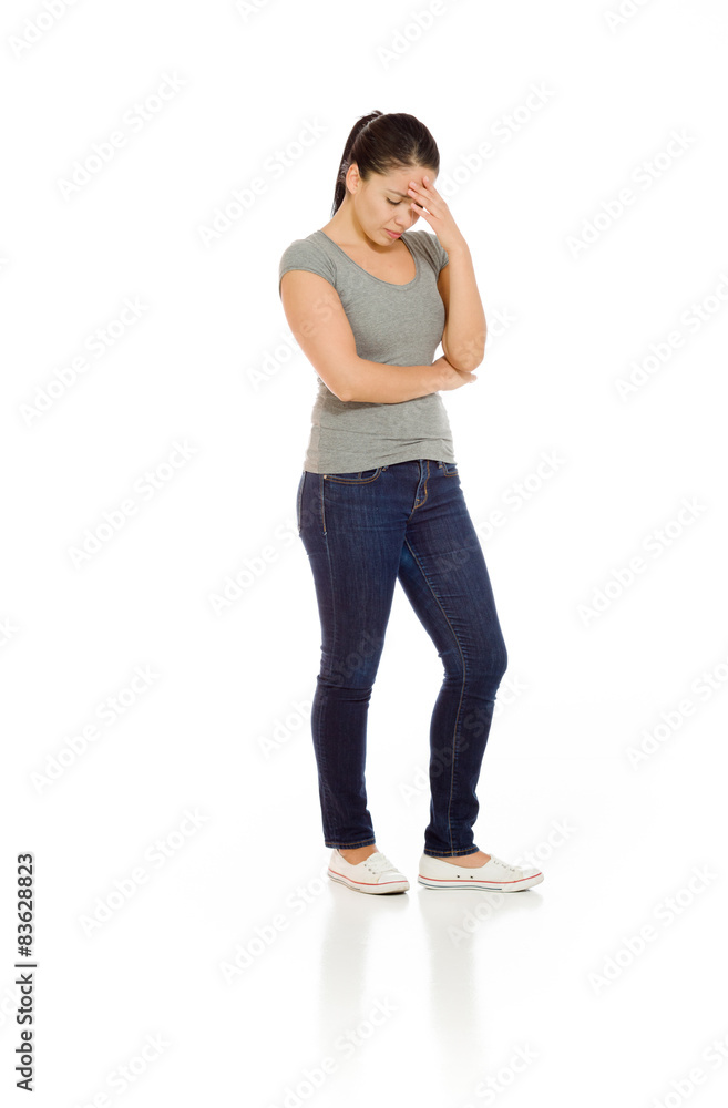 Model hiding face shame Model hiding face shame