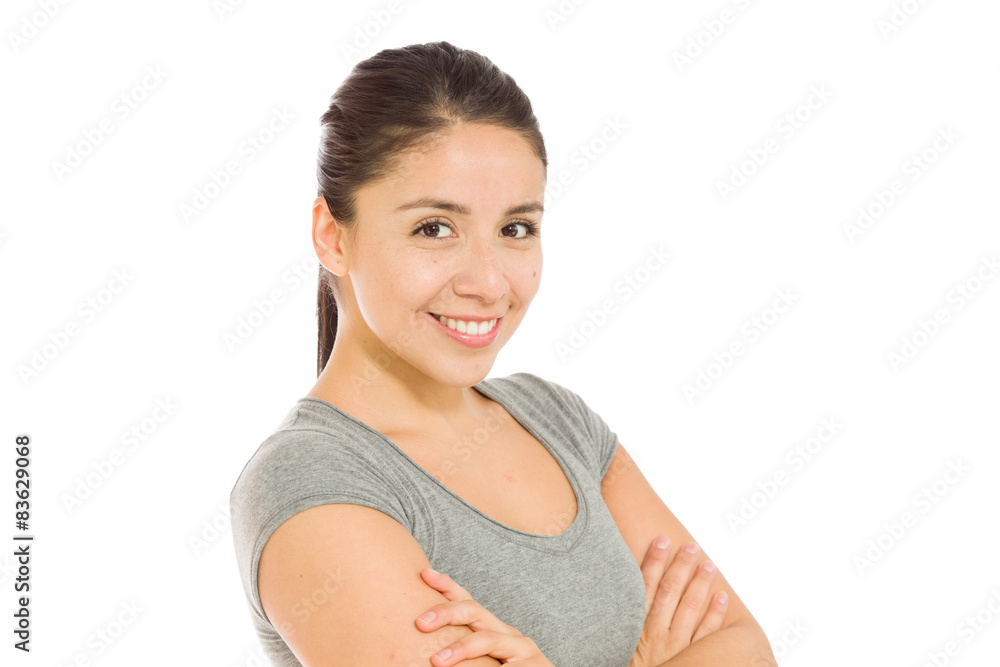 Model successful with arms crossed confident Model successful with arms crossed confident