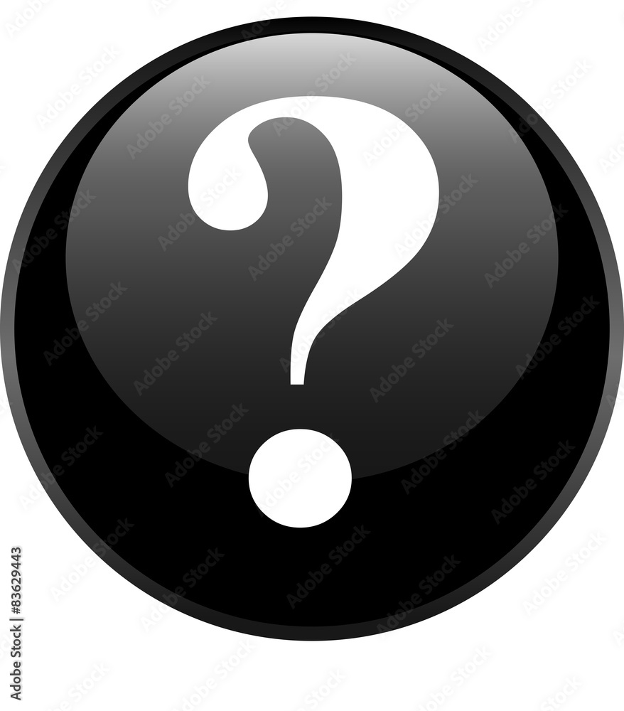 Black glossy button with icon question mark Black glossy button with icon question mark