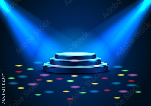 Empty stage with spotlights on stage