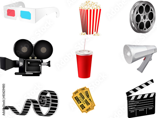 Set of detailed movie icons