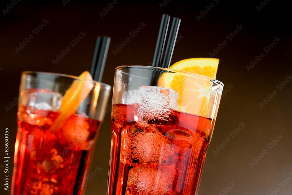 two glasses of spritz aperitif aperol cocktail with orange two glasses of spritz aperitif aperol cocktail with orange