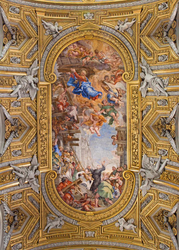 Rome - ceiling fresco  in church Chiesa Nuova