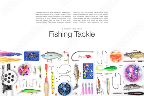 fishing tackle on white background