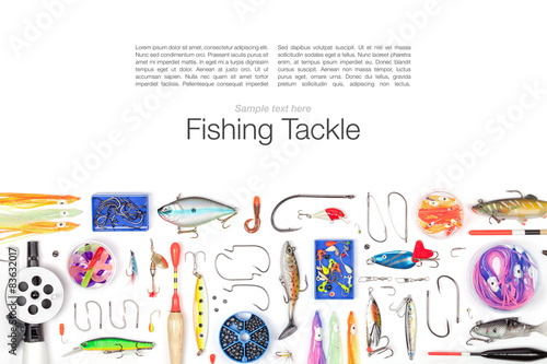 fishing tackle on white background