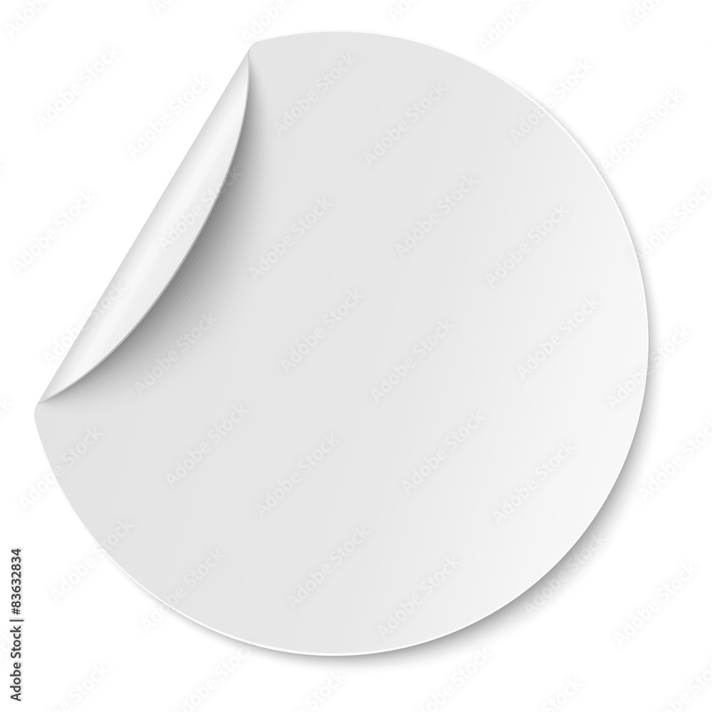 Vector round paper sticker placed on white Vector round paper sticker placed on white
