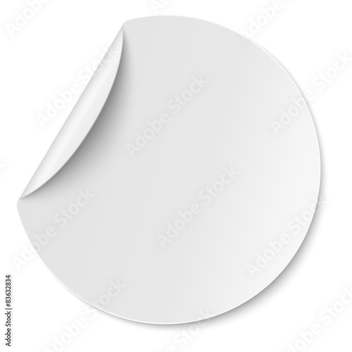 Vector round paper sticker placed on white
