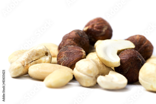hazelnut, walnut and almond over white