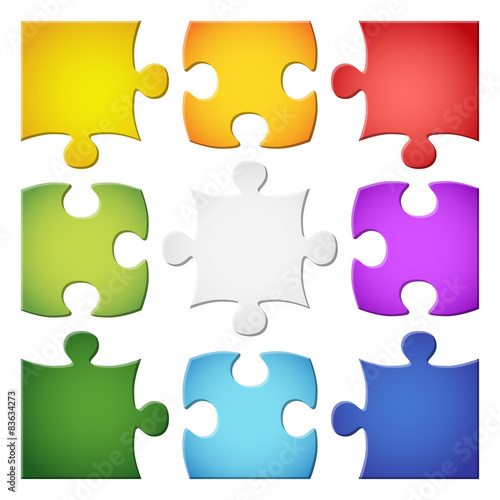 nine colored puzzle parts