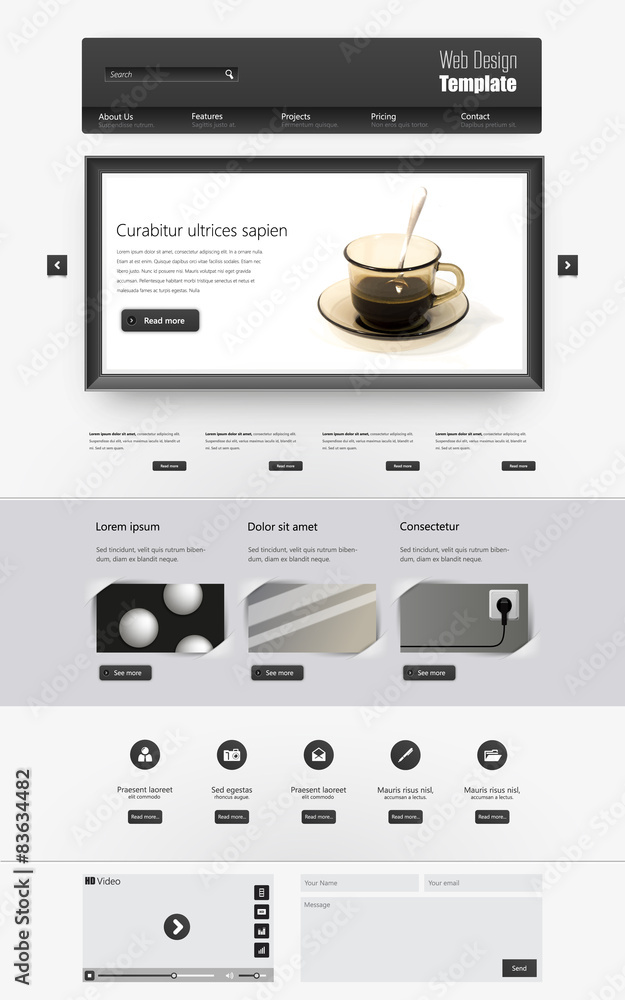 Naklejka premium Modern Clean One page website design template.