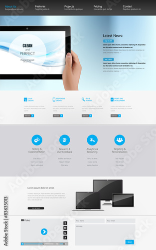 Modern Clean One page website design template.
