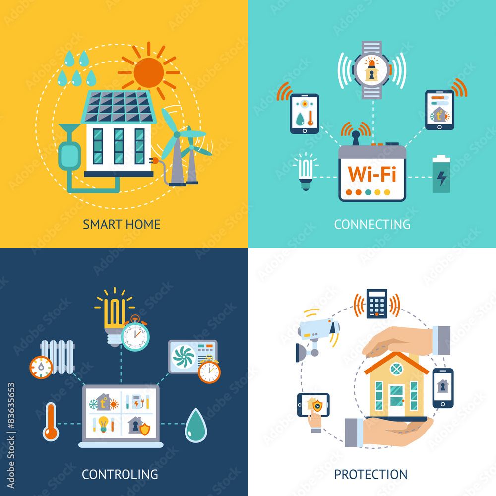 Smart house design concept flat Smart house design concept flat