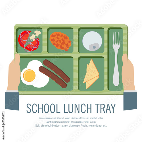 Hand Holding A School Lunch Tray Vector Illustration