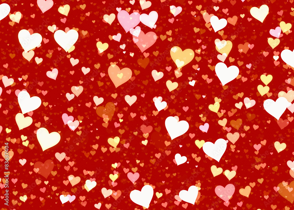many hearts on red backgrounds of Love symbol