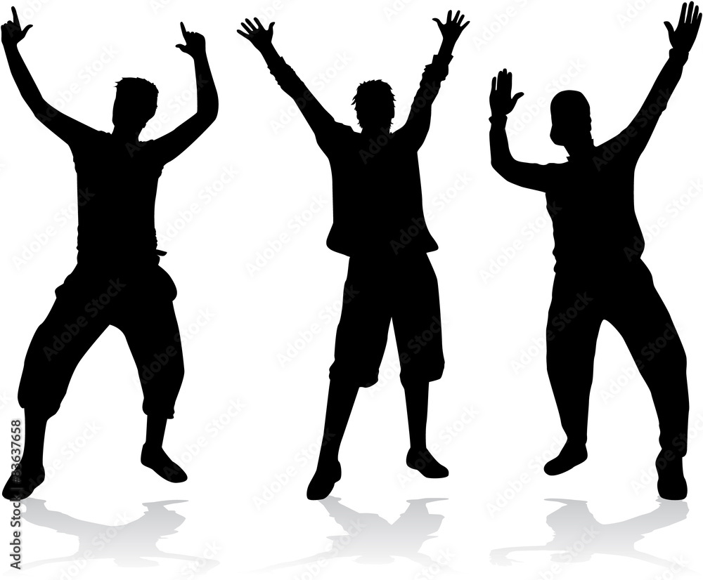 Dancing people silhouettes