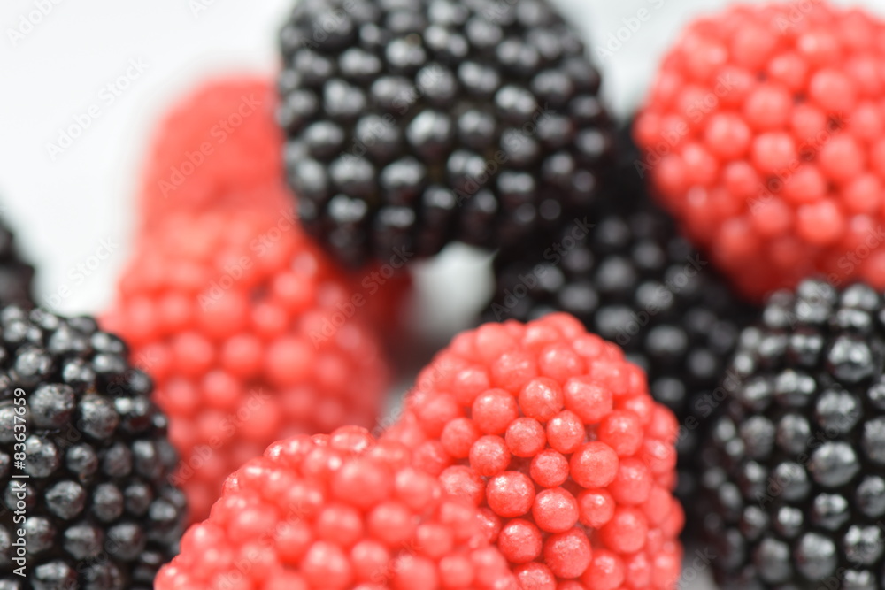 Black and red candy blackberries. Black and red candy blackberries.