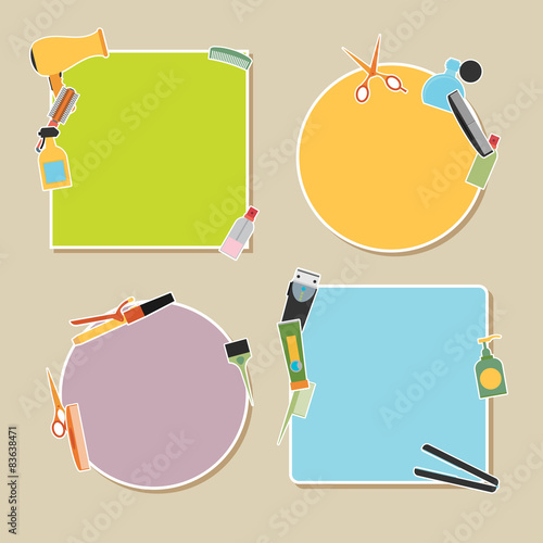 Hairdressing stickers. Flat design