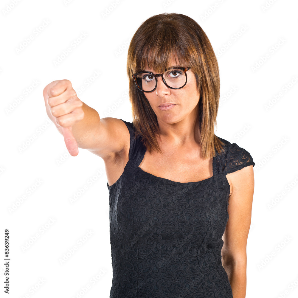 Woman doing bad signal