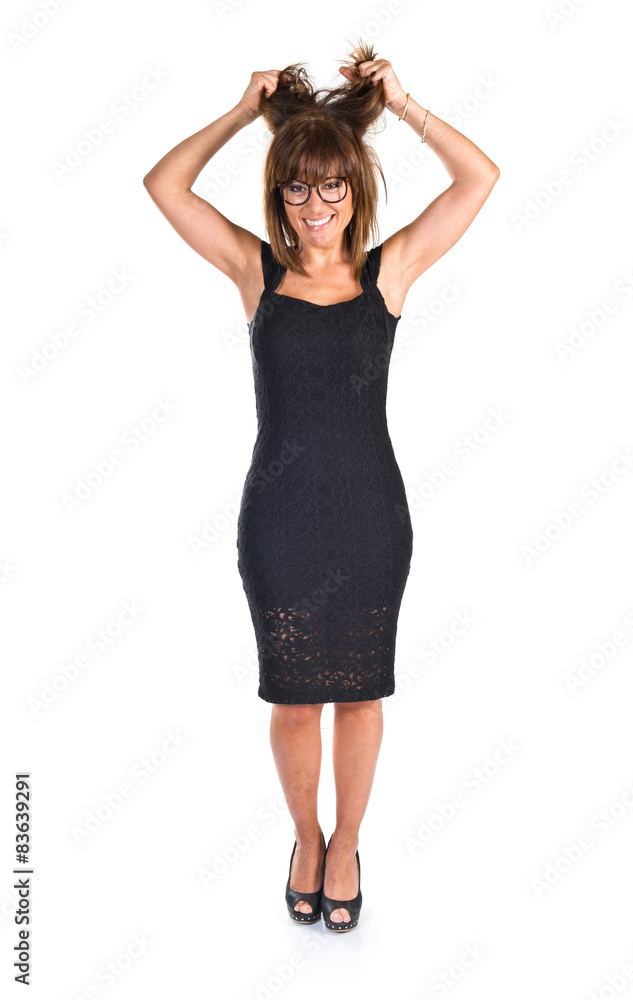 frustrated woman over white background frustrated woman over white background