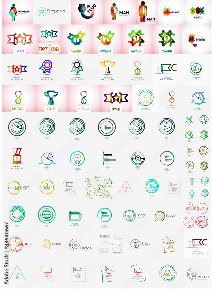 Fototapeta premium Logo collection, abstract geometric business icon set