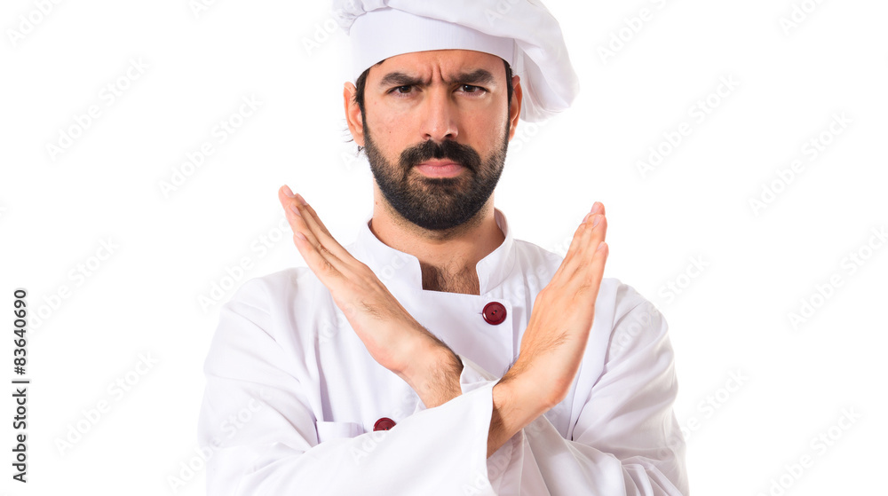 Chef doing NO gesture over white background Chef doing NO gesture over white background