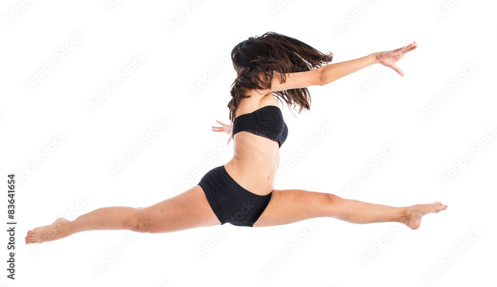 Young fitness female jumping