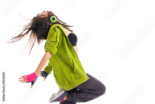 Teenager girl dancing street dance style