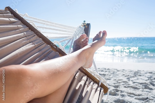 Woman relaxing in the hammock photo