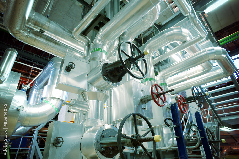 Industrial zone, Steel pipelines, valves and cables Industrial zone, Steel pipelines, valves and cables
