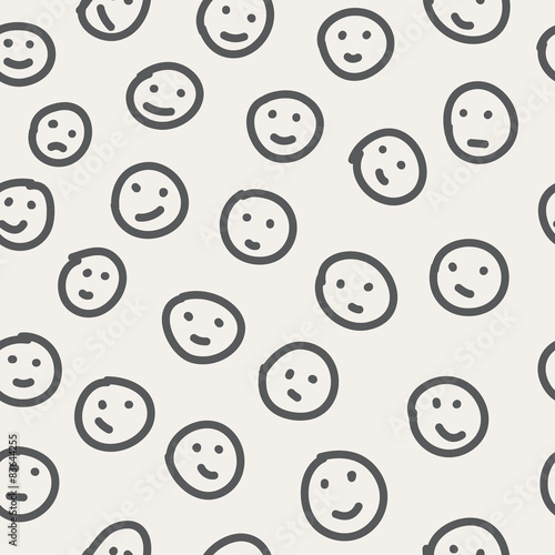 Hand drawn emoticons. Seamless pattern.